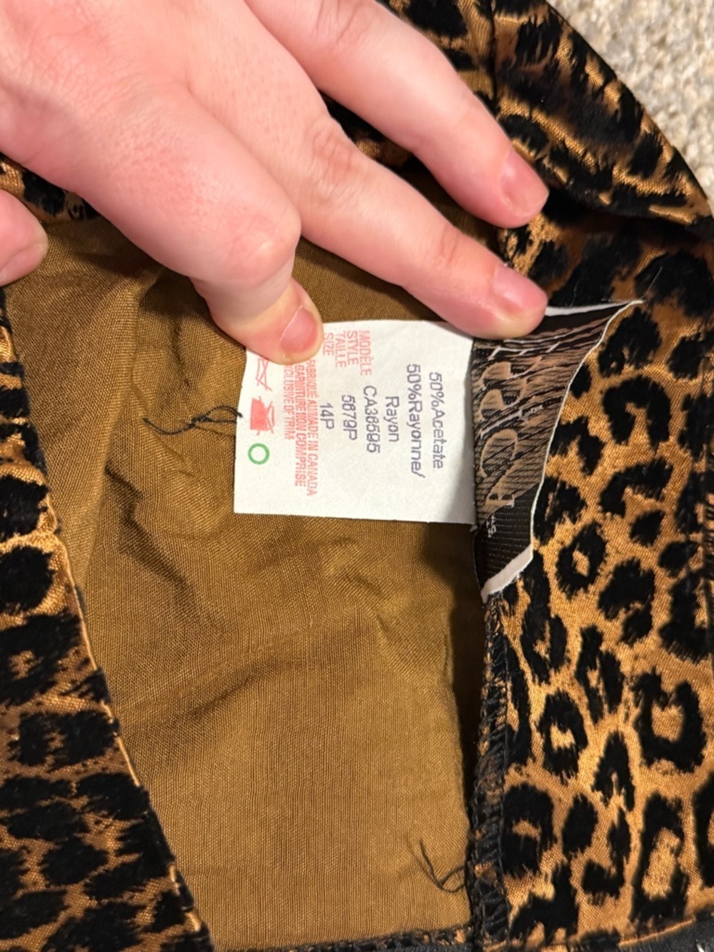 Vintage Jessica Leopard Print Skirt 14P Petite Made in Canada Mini - Picture 7 of 8